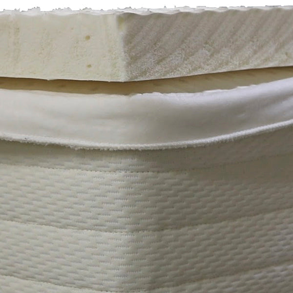 Image shows a 2inch layer of our natural Dunlop latex layer in one of our mattresses