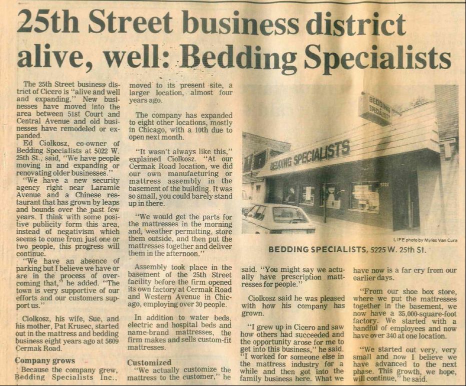 news article image of a story written about our founding company in the 1980s in the Chicago Sun Times Newspaper