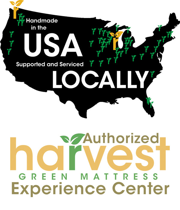 US map of our harvest green experience partner locations across the country with our Harvest Green Experience Center Partners logo