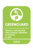 Greenguard Gold Certification Logo.  Greenguard Gold is a certification awarded by UL Environment for low emissions.