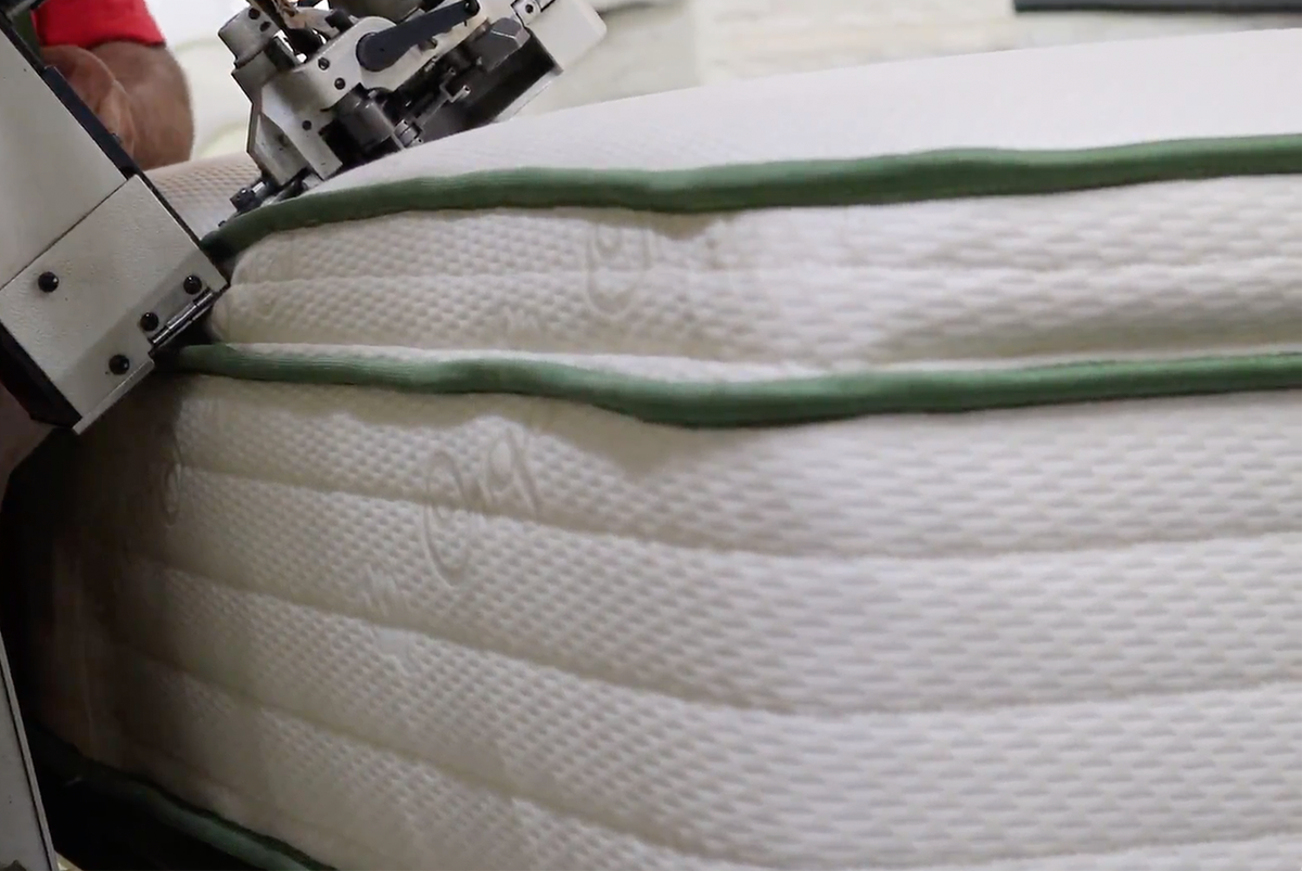 Harvest Pillow Top Being Sewn Closeup