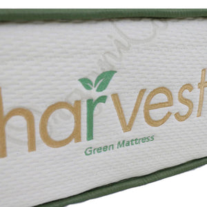 Harvest Green Essentials Mattress Front Illustrating Harvest Embroidery Harvest Logo